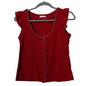 Women's T.a.b. vintage flutter sleeve top, red, size XL